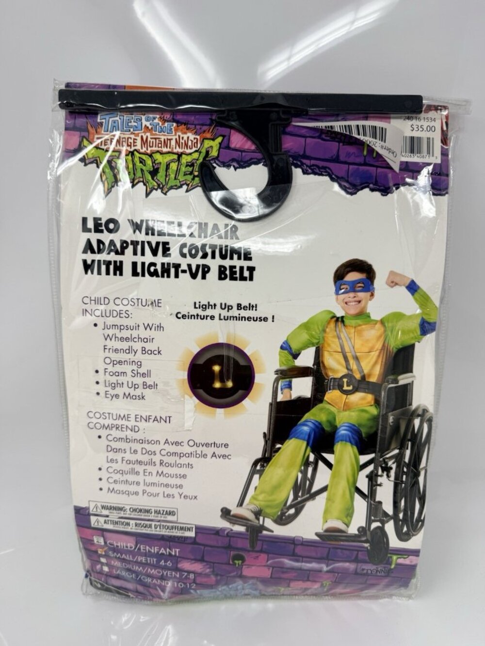 TMNT Small 4-6 Leo Adaptive Wheelchair Costume Light Up Belt